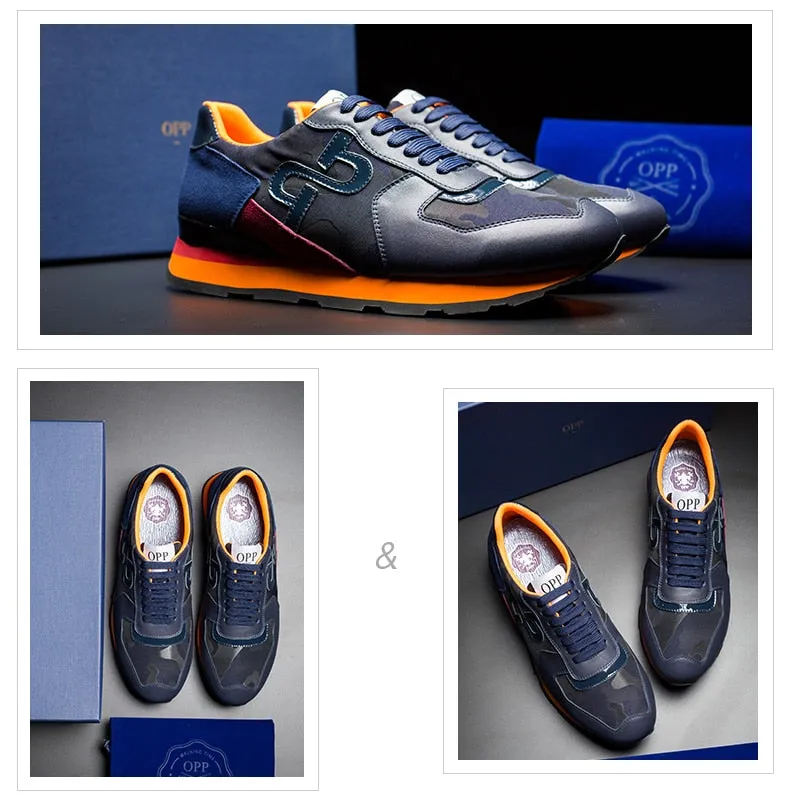 OPP Hommes Chaussures Grande Taille Chaussures de Sport De Mode Hommes Camouflage Chaussures À Lacets Casual Confortable Véritable Sneaker En Cuir