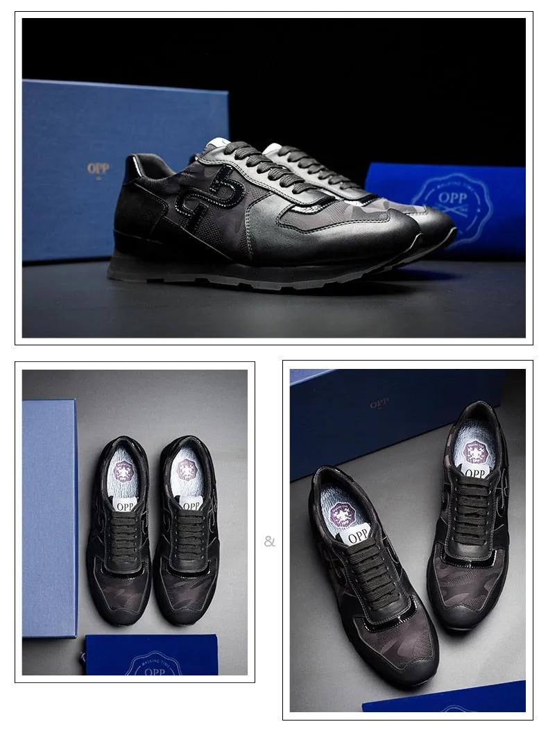 OPP Hommes Chaussures Grande Taille Chaussures de Sport De Mode Hommes Camouflage Chaussures À Lacets Casual Confortable Véritable Sneaker En Cuir