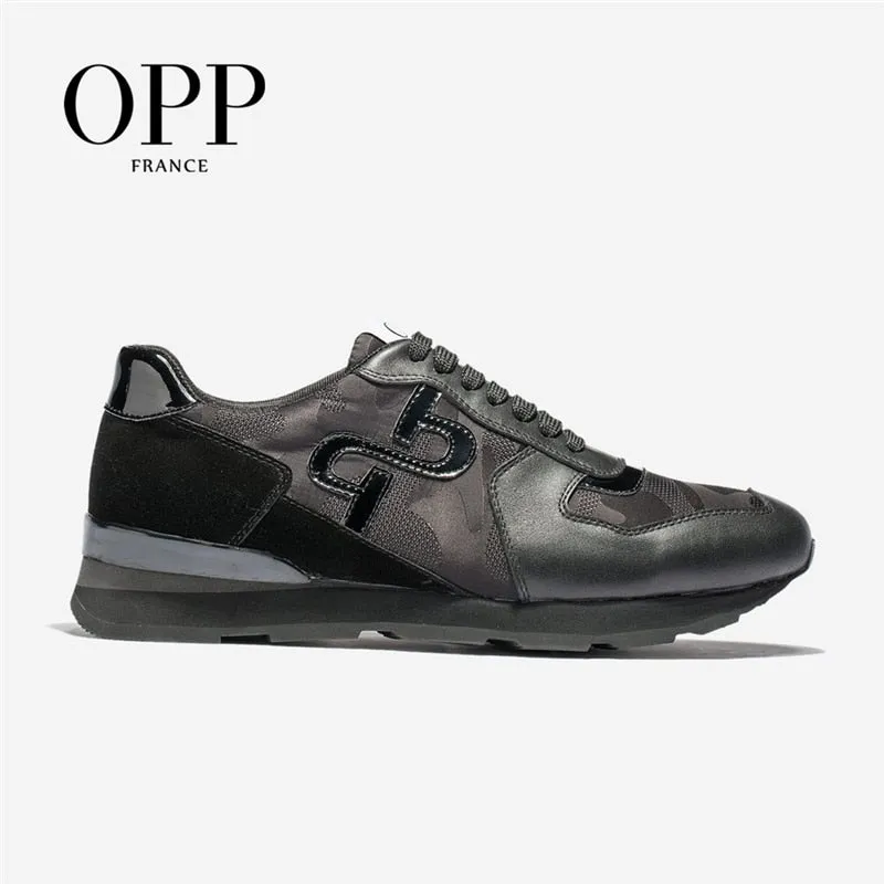 OPP Hommes Chaussures Grande Taille Chaussures de Sport De Mode Hommes Camouflage Chaussures À Lacets Casual Confortable Véritable Sneaker En Cuir