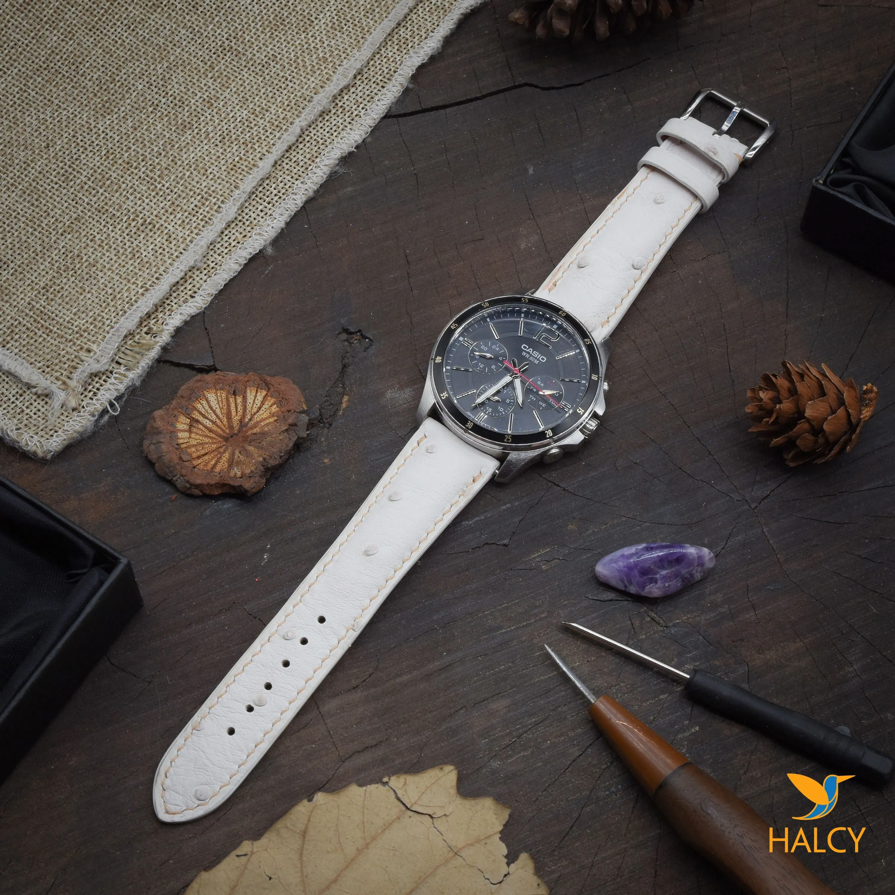 Ostrich Leather Watch strap with quick-release spring bars. Choice of Width - 16mm, 18mm, 20mm, 22mm, 24mm, Etc..