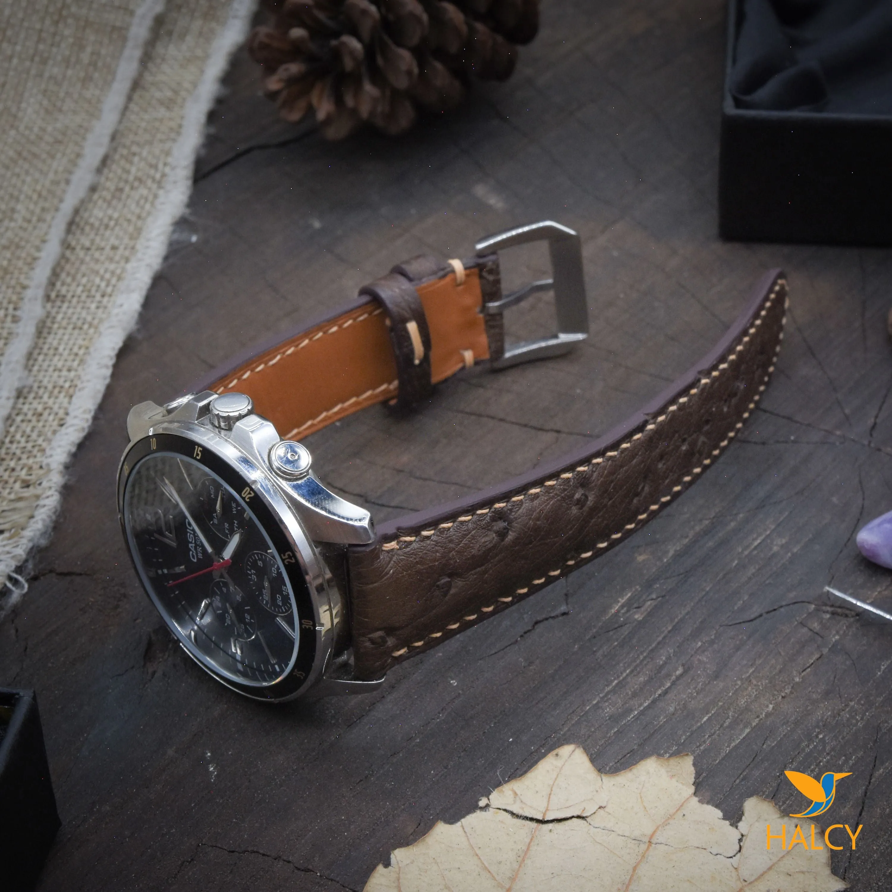 Ostrich Leather Watch strap with quick-release spring bars. Choice of Width - 16mm, 18mm, 20mm, 22mm, 24mm, Etc..