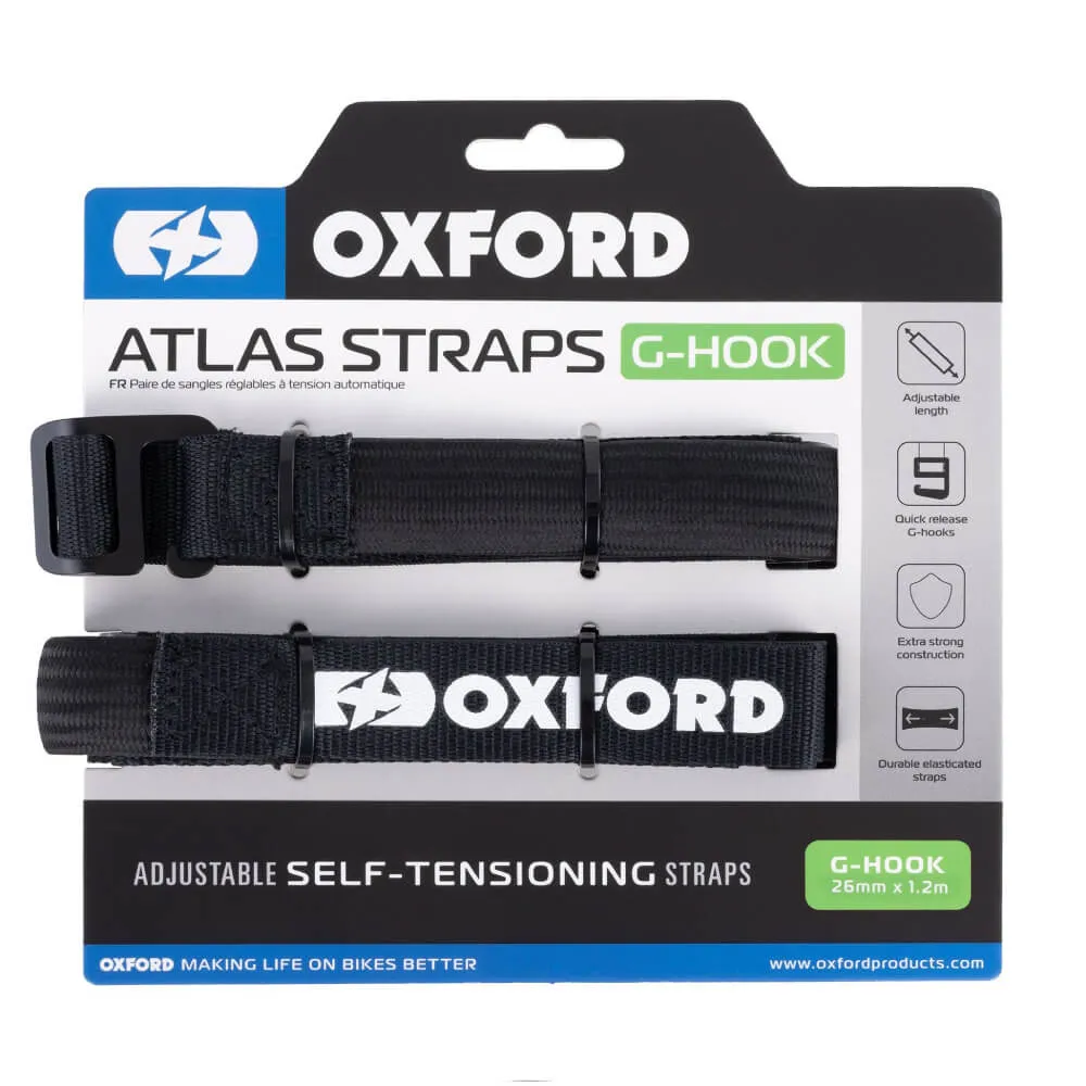 Oxford Atlas G-Hook Straps Black (26mm x 1.2m) (Pair)