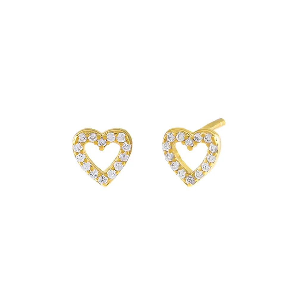 Pavé Open Heart Stud Earring
