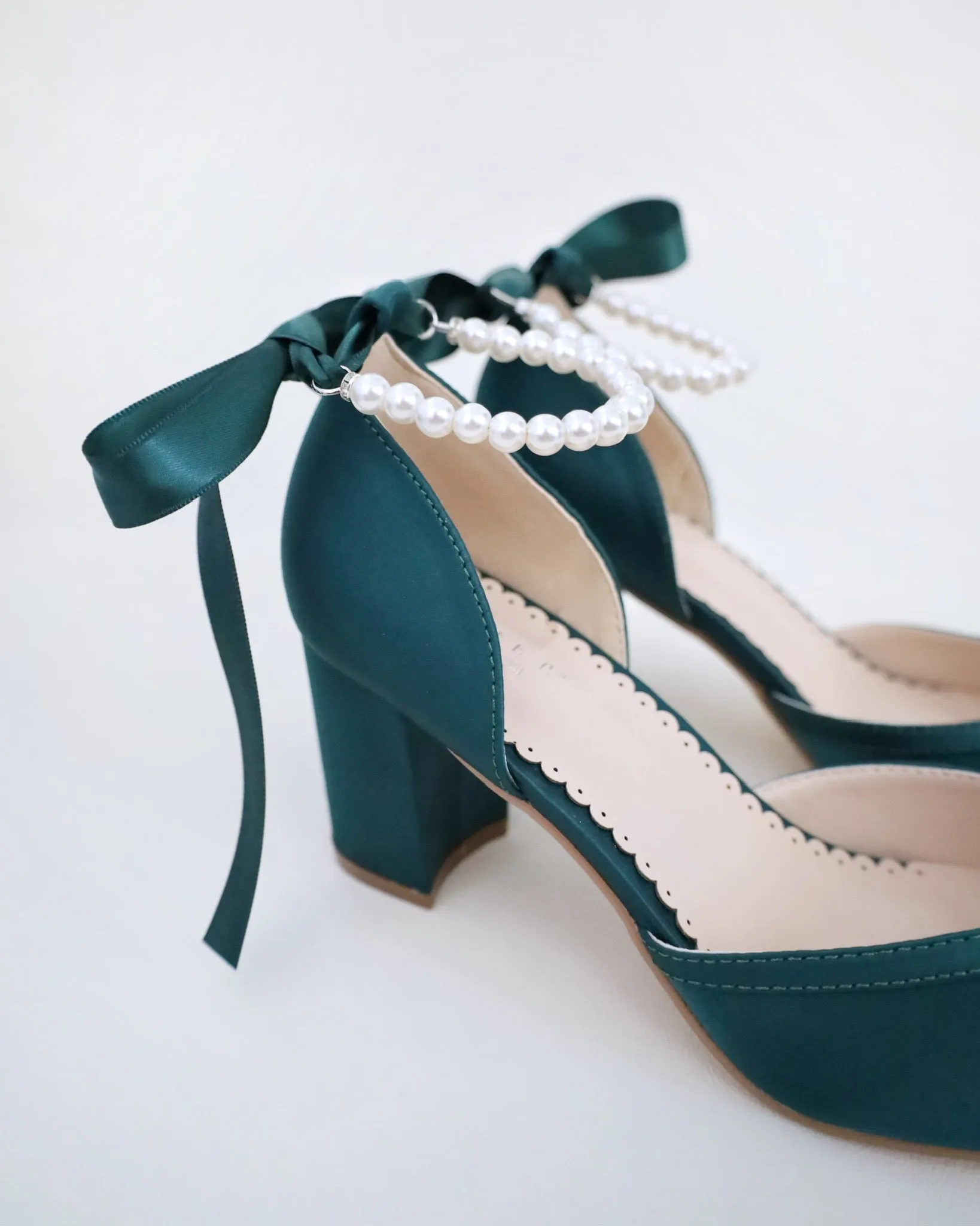 Pearl Ankle Strap Evening Block Heel