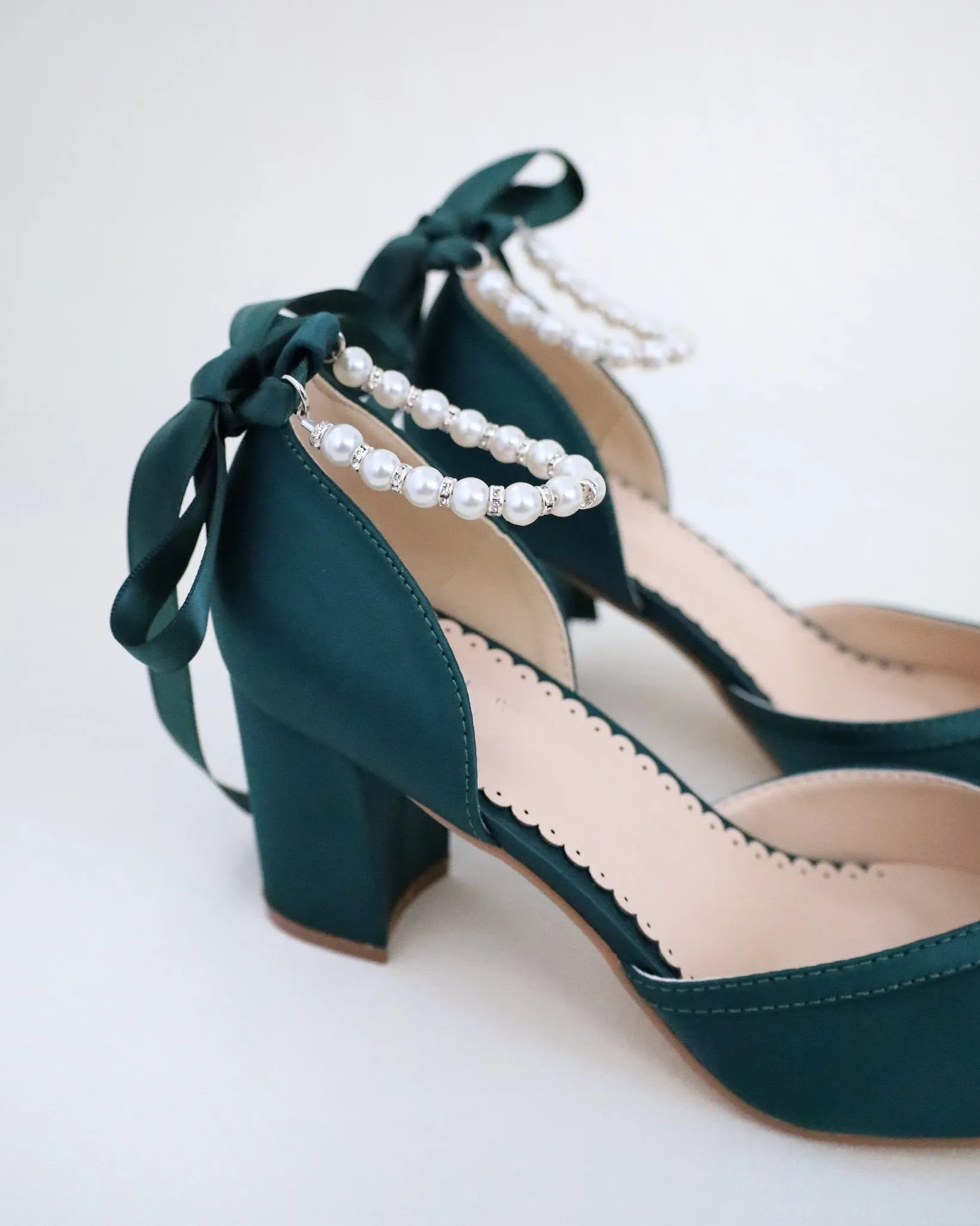Pearl Ankle Strap Evening Block Heel