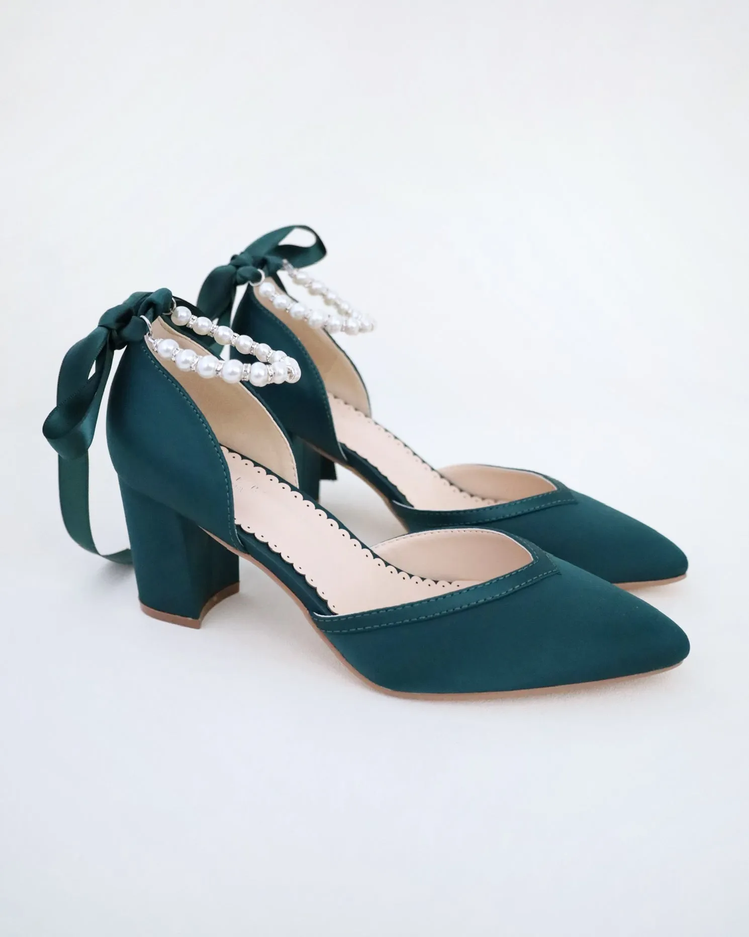 Pearl Ankle Strap Evening Block Heel