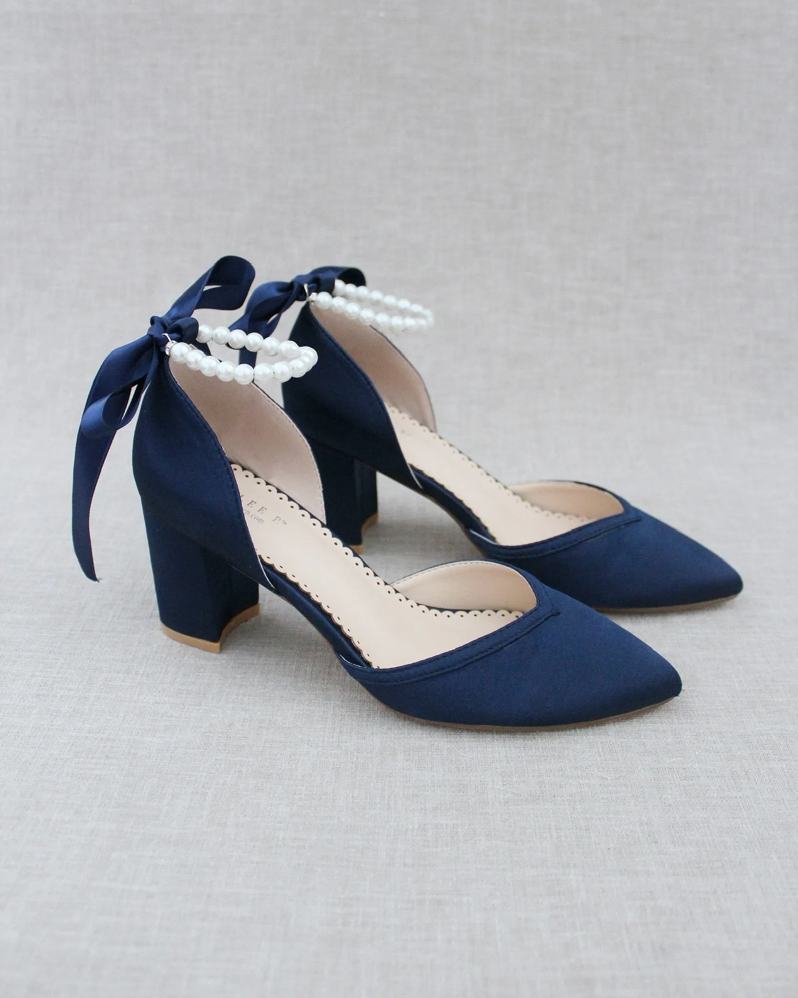 Pearl Ankle Strap Evening Block Heel