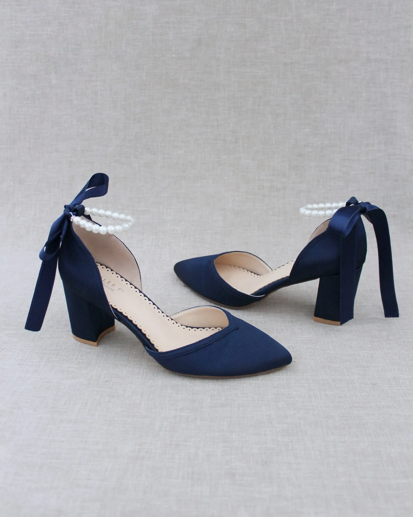 Pearl Ankle Strap Evening Block Heel