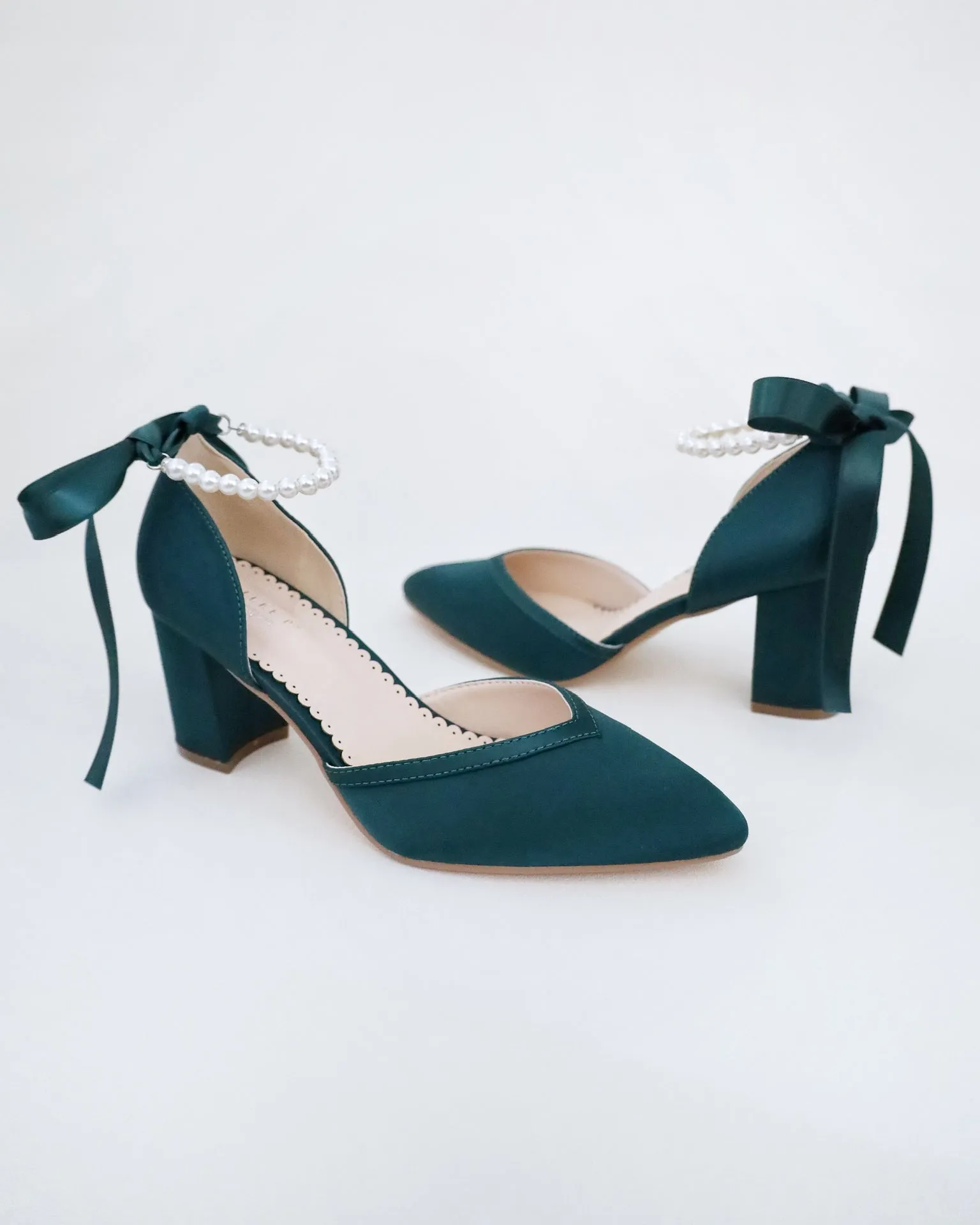 Pearl Ankle Strap Evening Block Heel