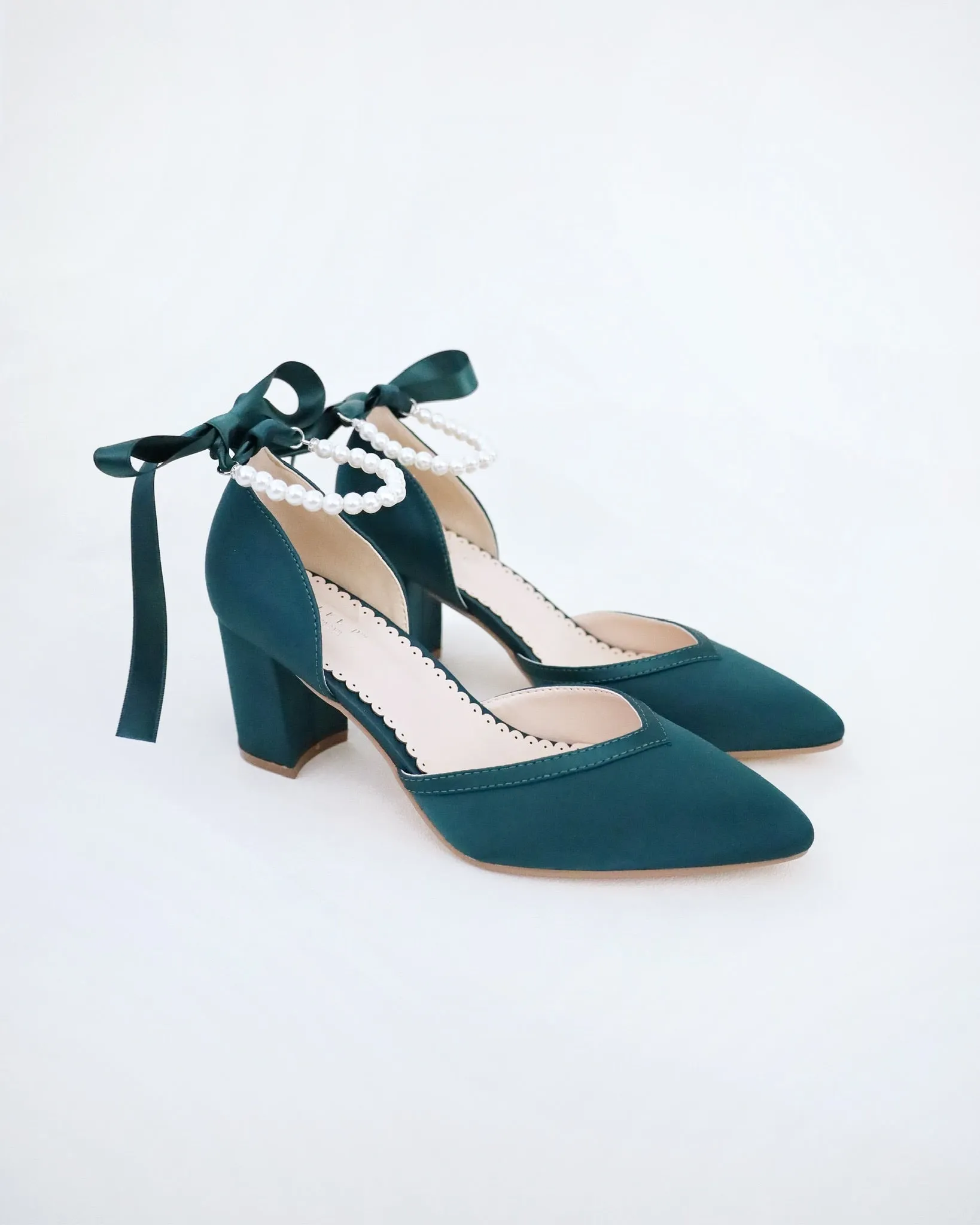 Pearl Ankle Strap Evening Block Heel