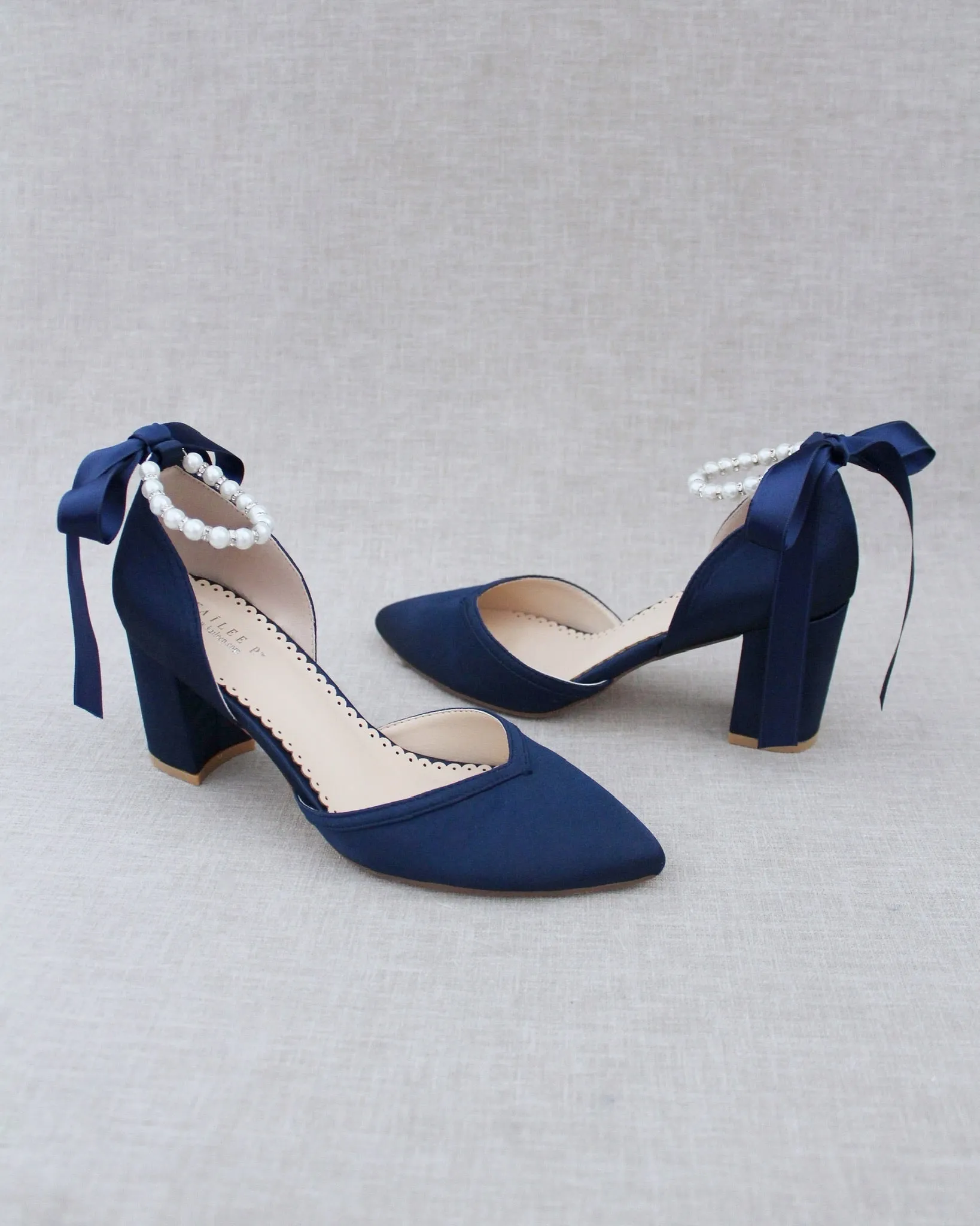 Pearl Ankle Strap Evening Block Heel