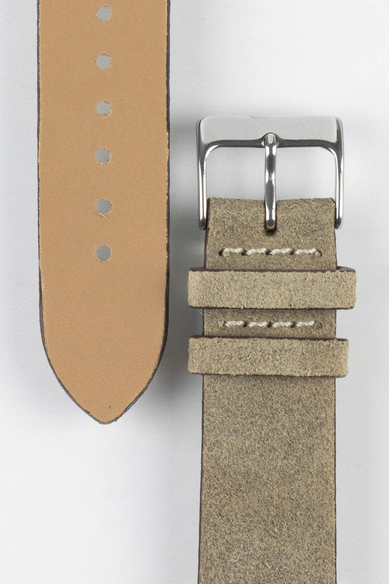 Pebro BARBOUR Waxed Calfskin Leather Watch Strap in STONE GREY