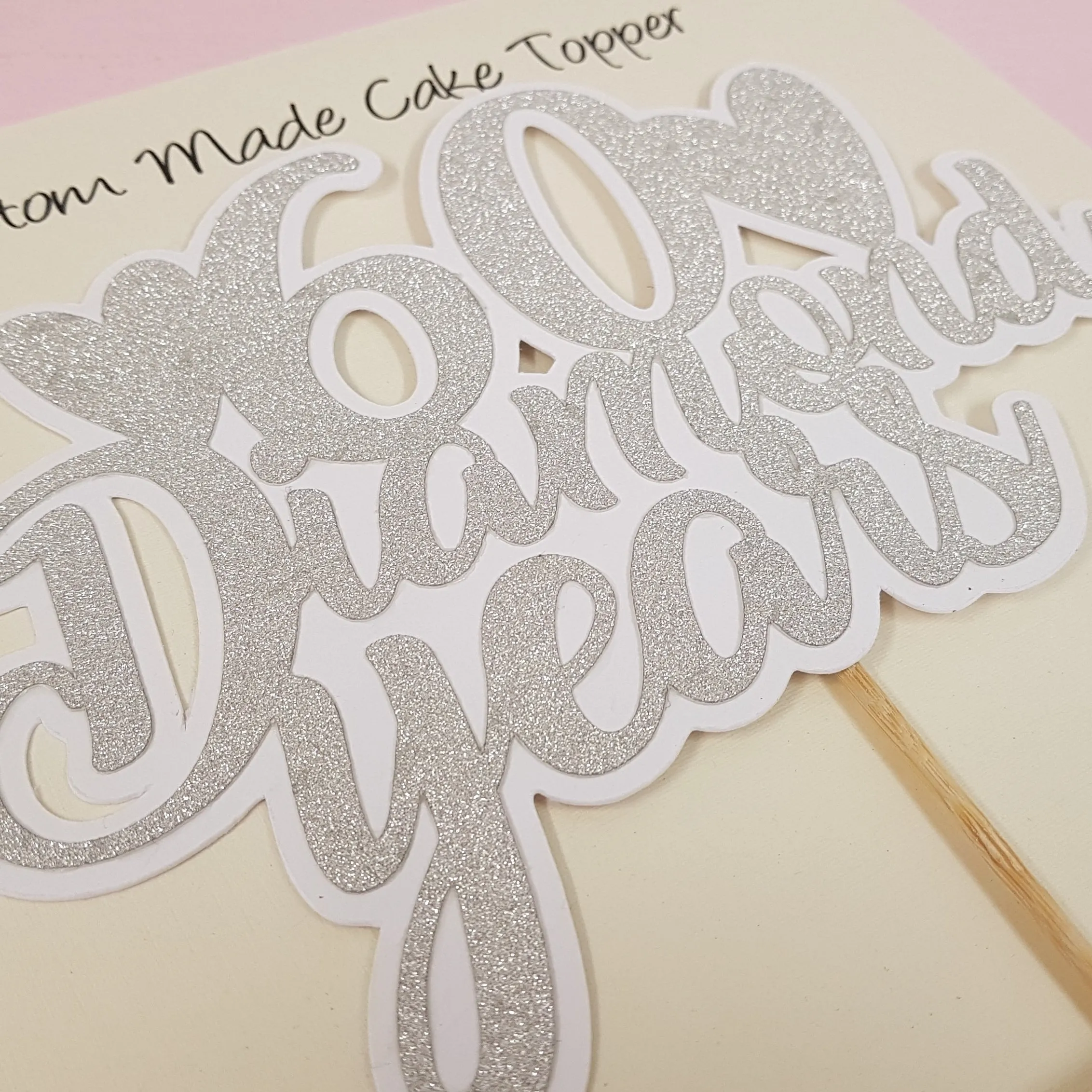 Personalised Glitter and Plain Card double Cake Topper