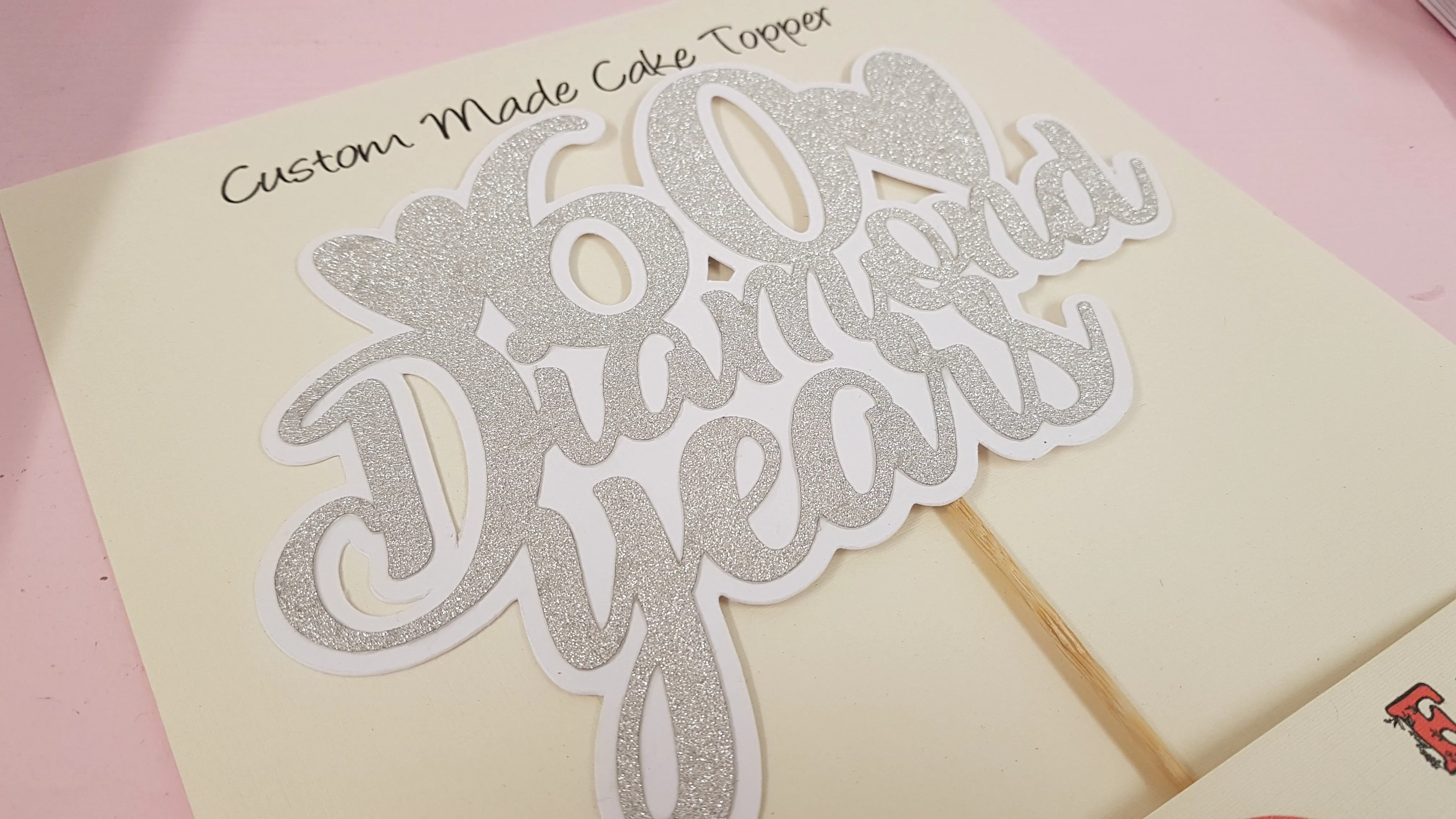 Personalised Glitter and Plain Card double Cake Topper