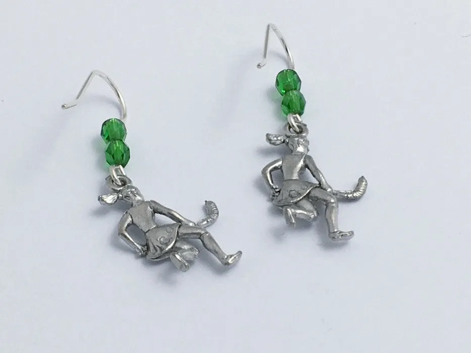 Pewter & sterling silver girls field hockey dangle earrings-team colors, sports