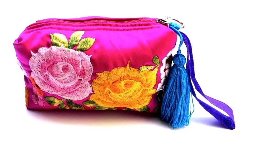 Pink Floral embroidered purse