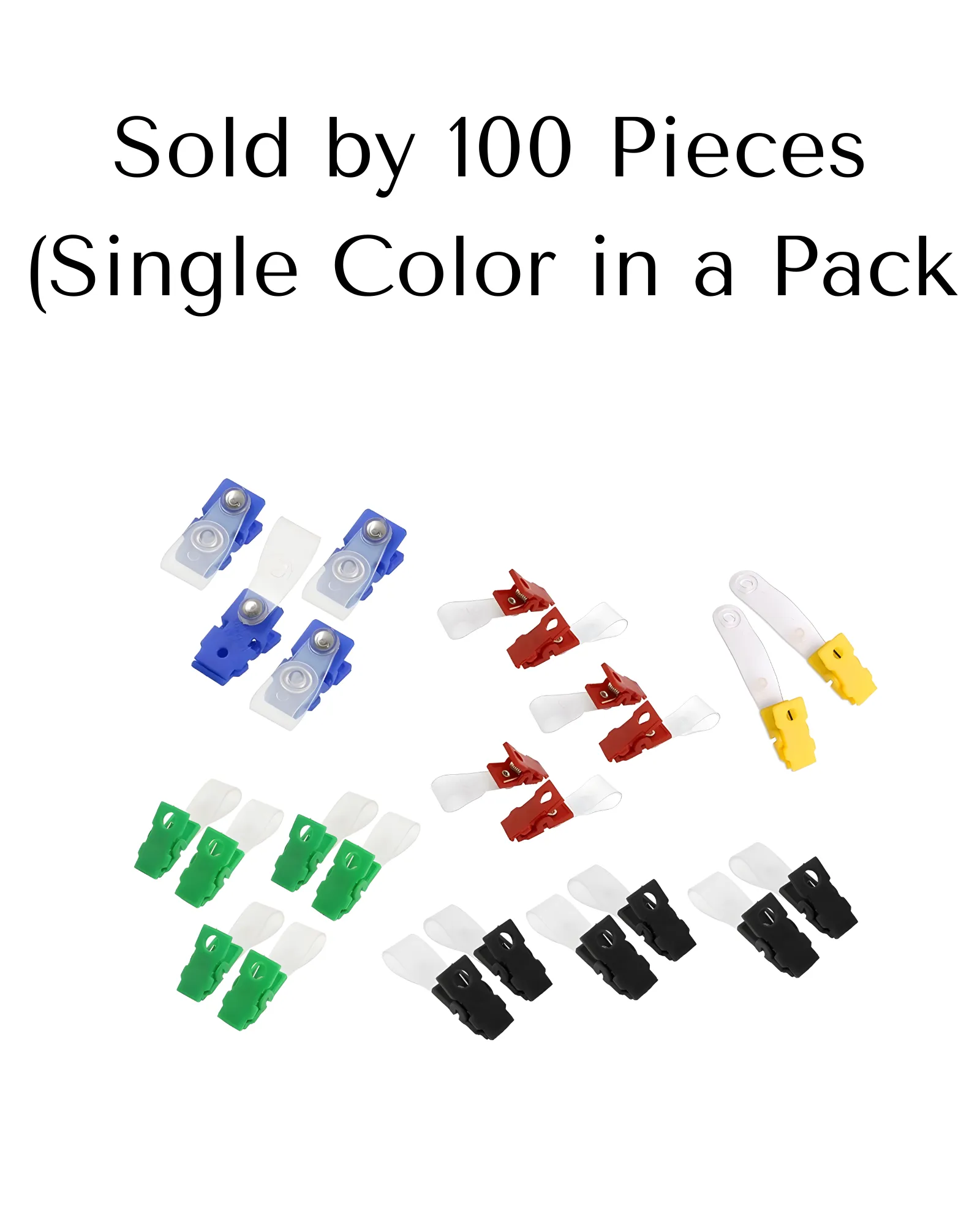 Plastic ID Clip with Transparent PVC Straps | 100pcs