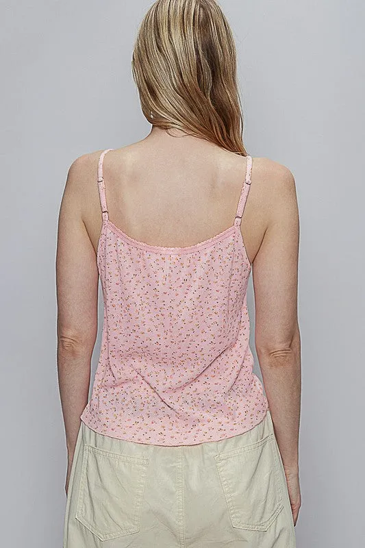 POL Floral Scoop Neck Adjustable Strap Cami