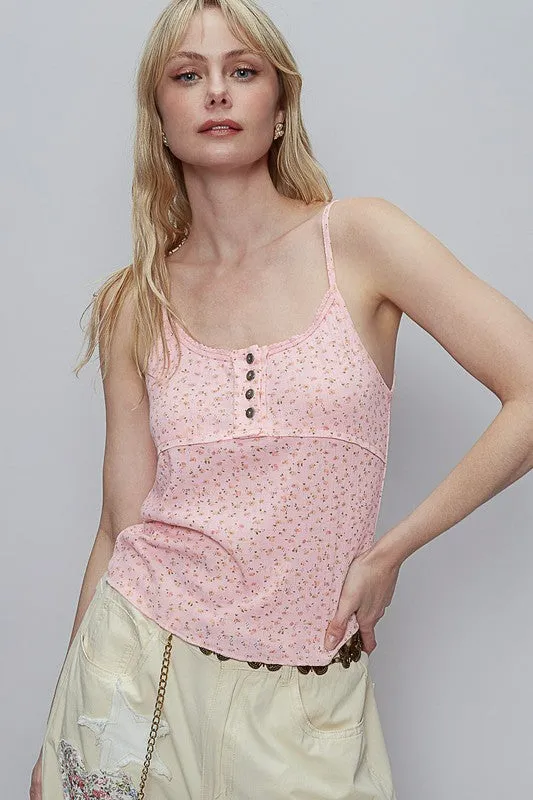 POL Floral Scoop Neck Adjustable Strap Cami