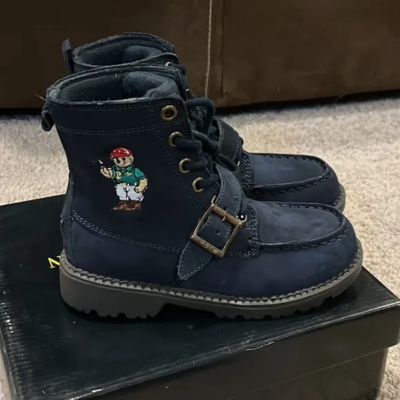 Polo Ralph Lauren Mallet Bear Ranger Hi blue boots boys girls Toddlers Size 4
