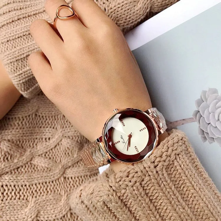 Polygonal Mirror Women's Wristwatch