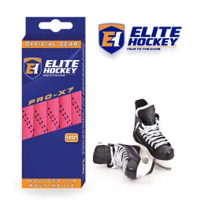 PRO X7 WIDE NON WAXED PINK/NAVY HOCKEY LACES