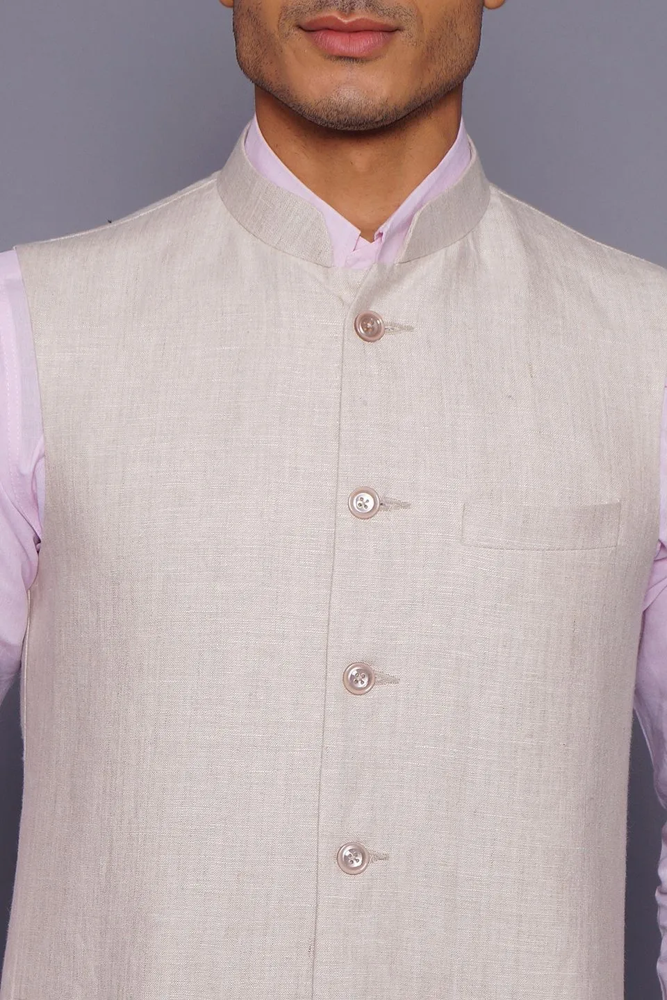 Pure Linen Natural Vest and Trouser Set