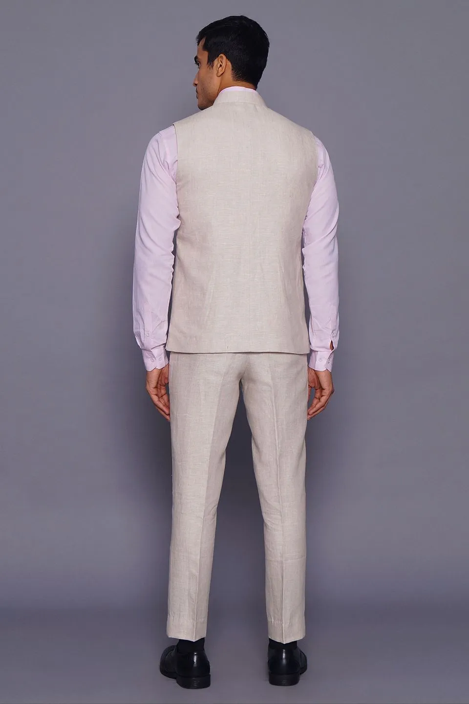 Pure Linen Natural Vest and Trouser Set