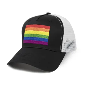 RAINBOW GAY PRIDE FLAG TRUCKER, BASEBALL, SNAPBACK HAT - INTERNATIONAL TIE