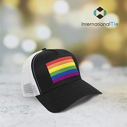 RAINBOW GAY PRIDE FLAG TRUCKER, BASEBALL, SNAPBACK HAT - INTERNATIONAL TIE