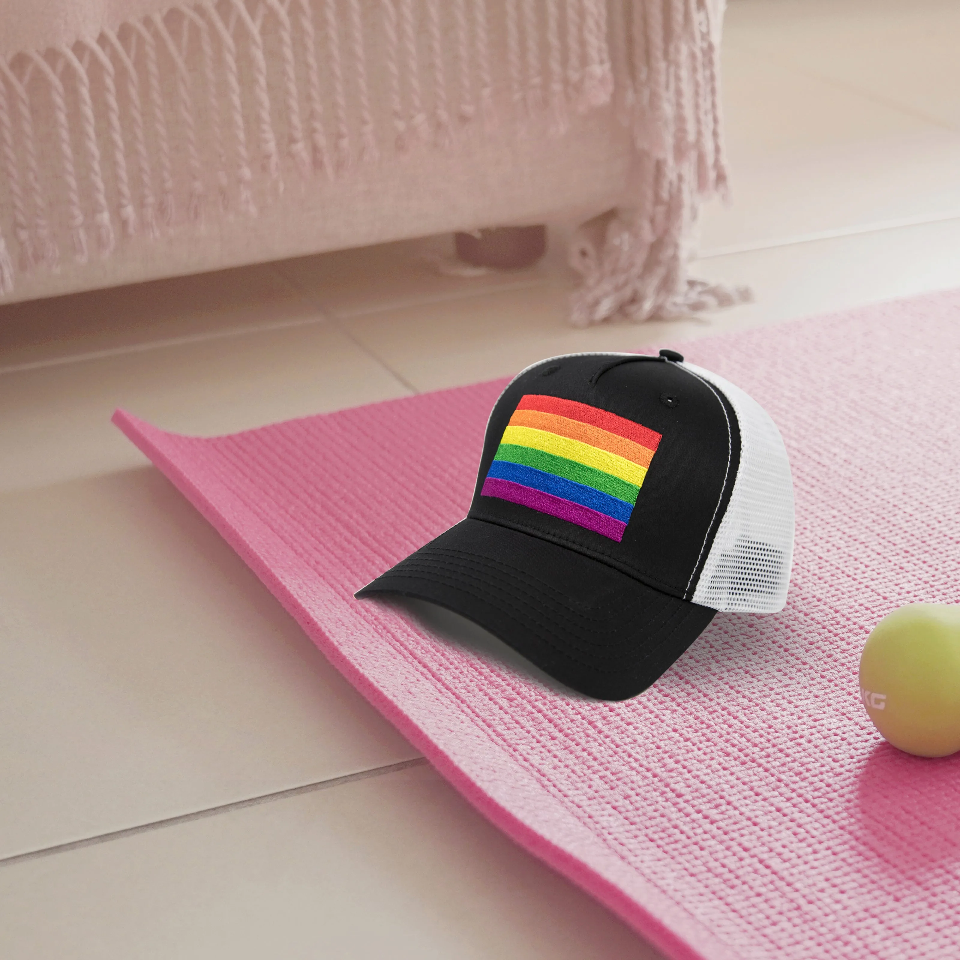 RAINBOW GAY PRIDE FLAG TRUCKER, BASEBALL, SNAPBACK HAT - INTERNATIONAL TIE