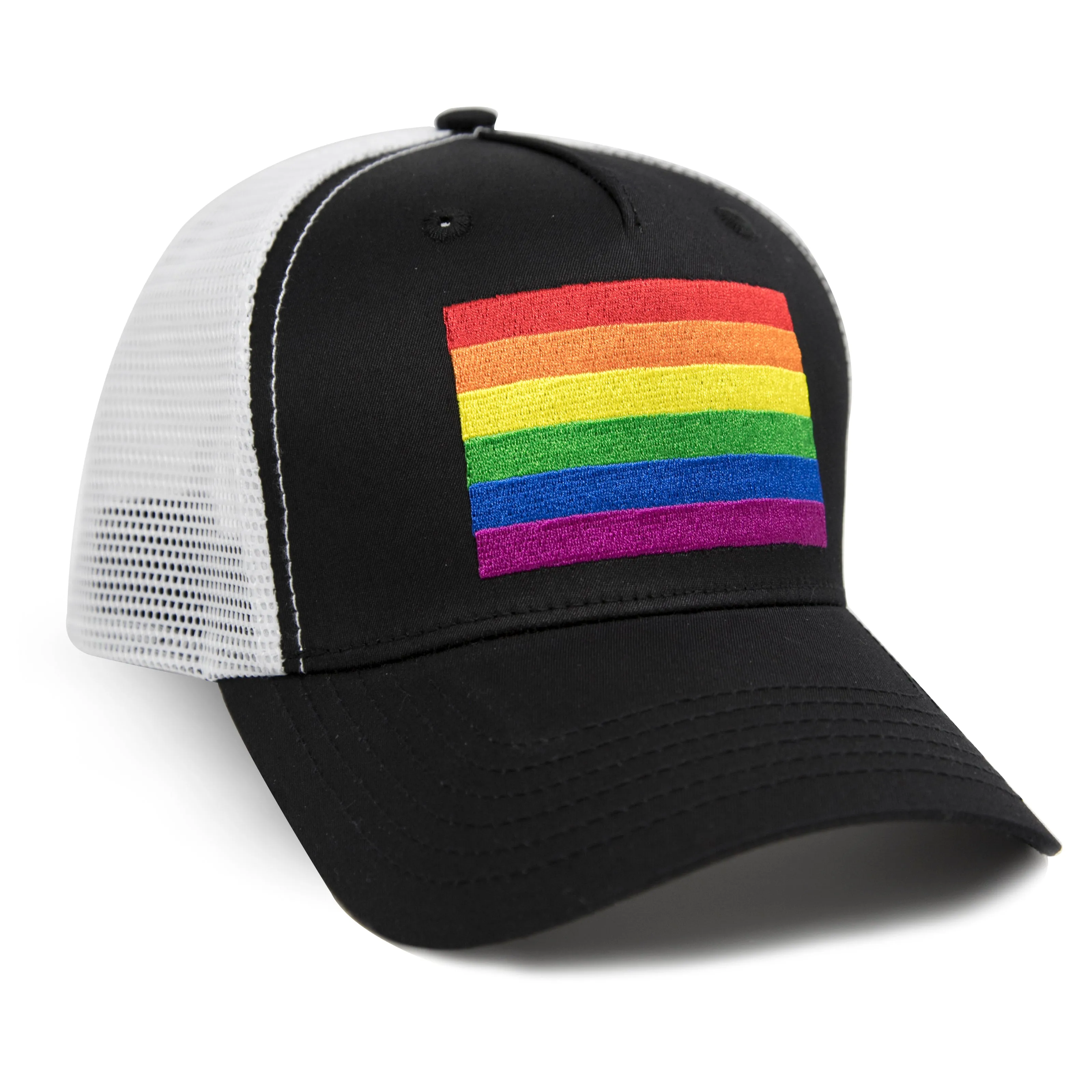 RAINBOW GAY PRIDE FLAG TRUCKER, BASEBALL, SNAPBACK HAT - INTERNATIONAL TIE