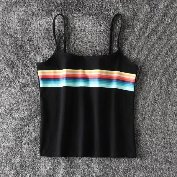 Rainbow Striped Crop Tank Top