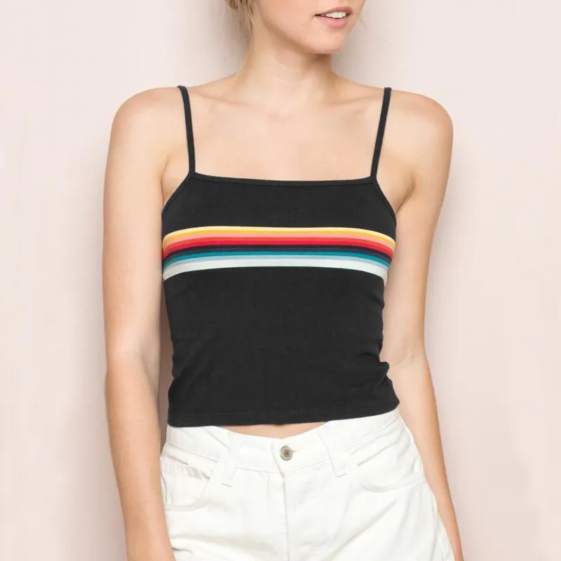 Rainbow Striped Crop Tank Top