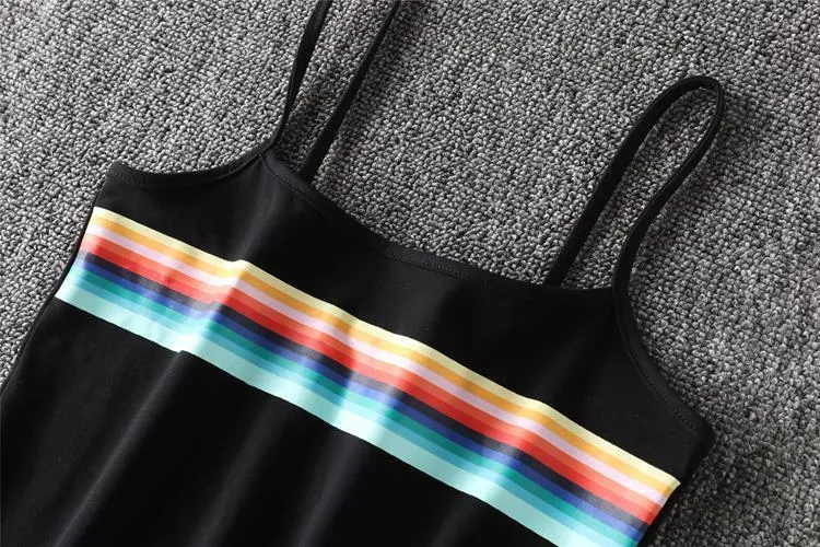 Rainbow Striped Crop Tank Top