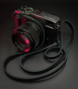 Real Pull-Up  Waxed Leather Camera Strap - Black 10mm