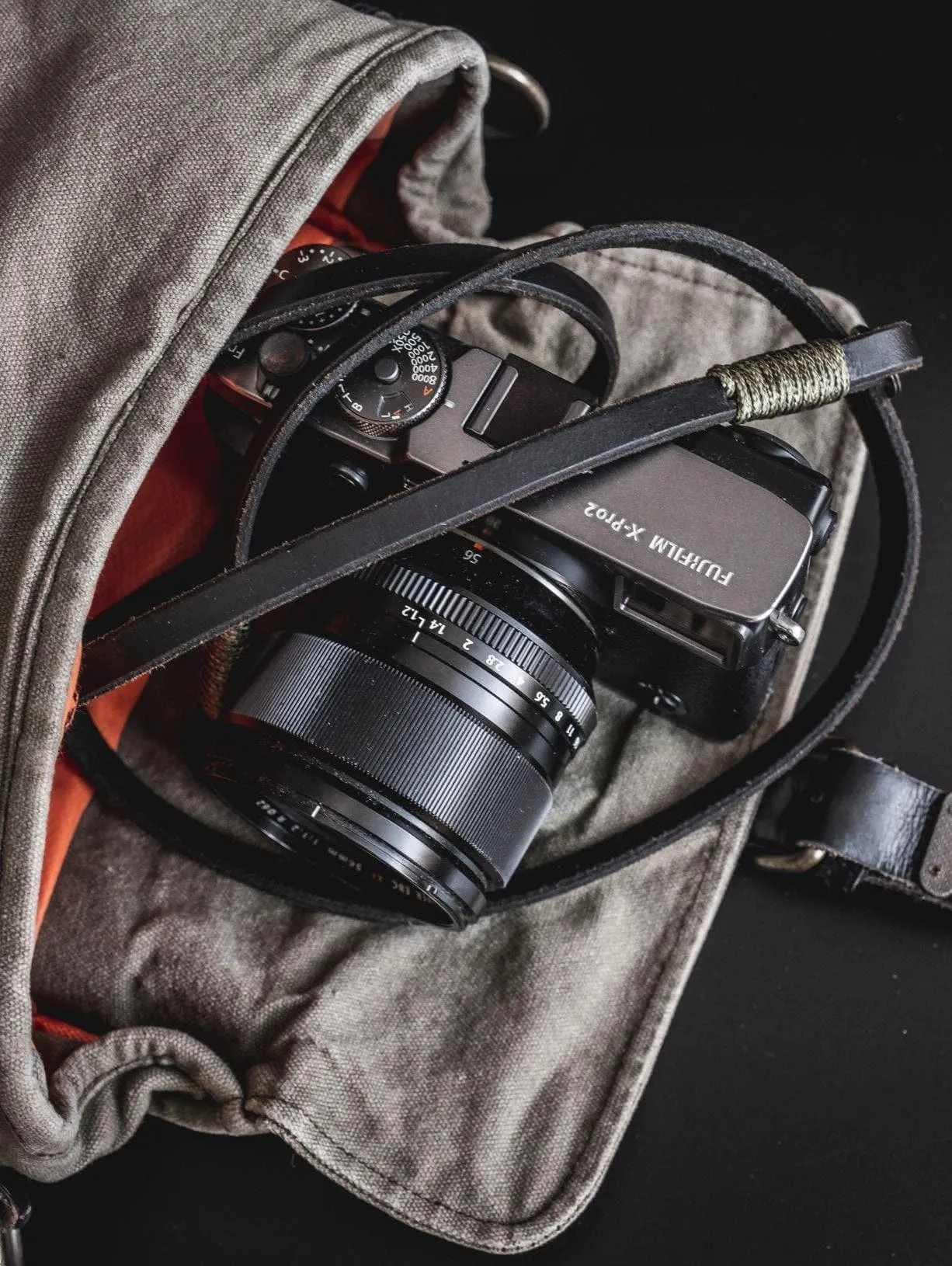 Real Pull-Up  Waxed Leather Camera Strap - Black 10mm