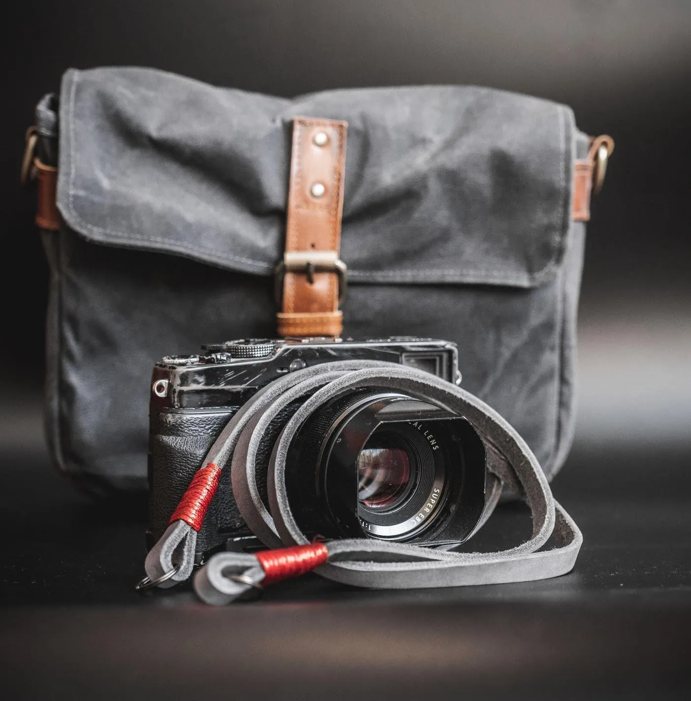 Real Pull-Up  Waxed Leather Camera Strap - Grey 10mm