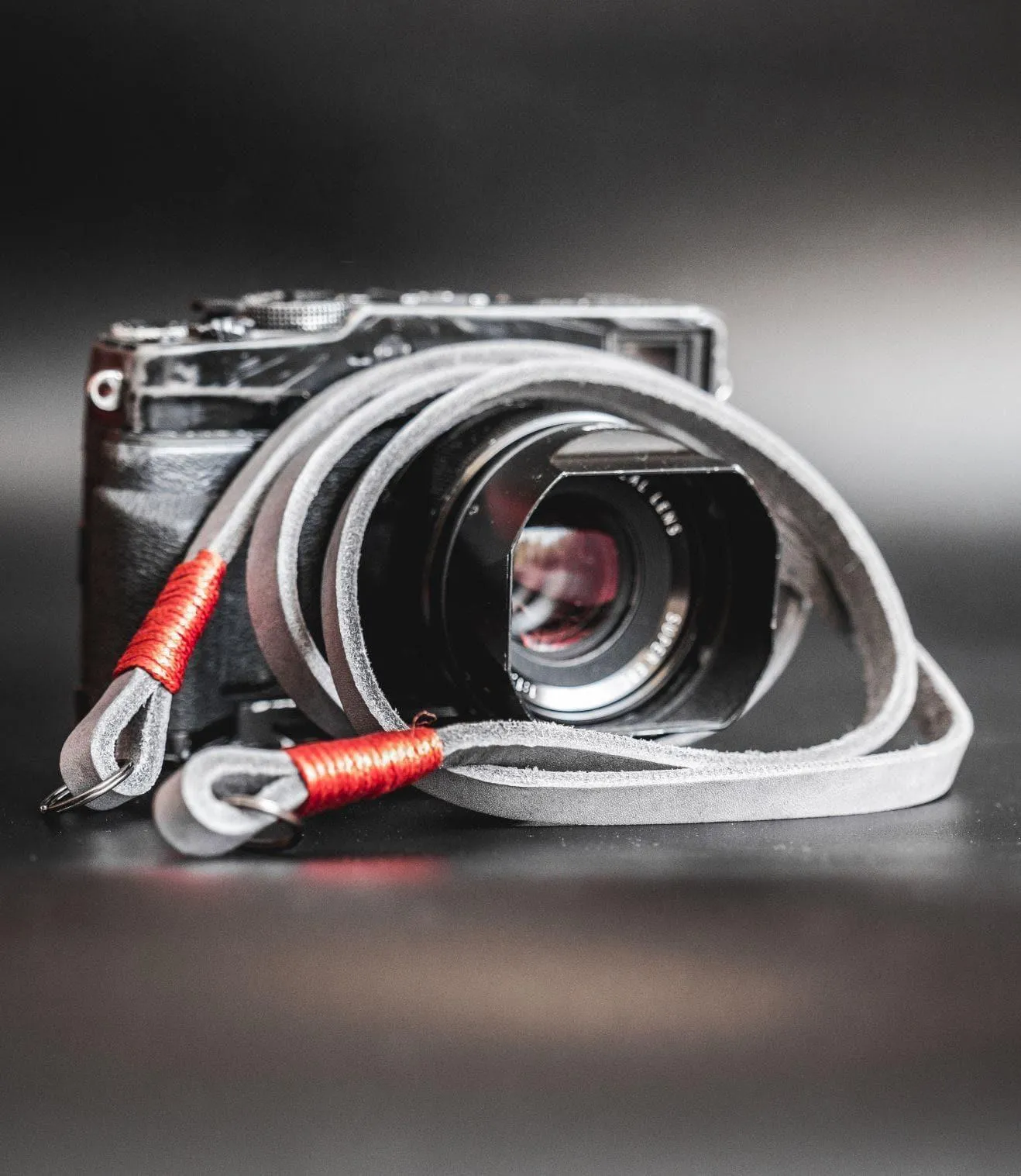 Real Pull-Up  Waxed Leather Camera Strap - Grey 10mm