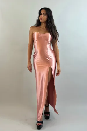 Rini - Pink Satin Evening Dress