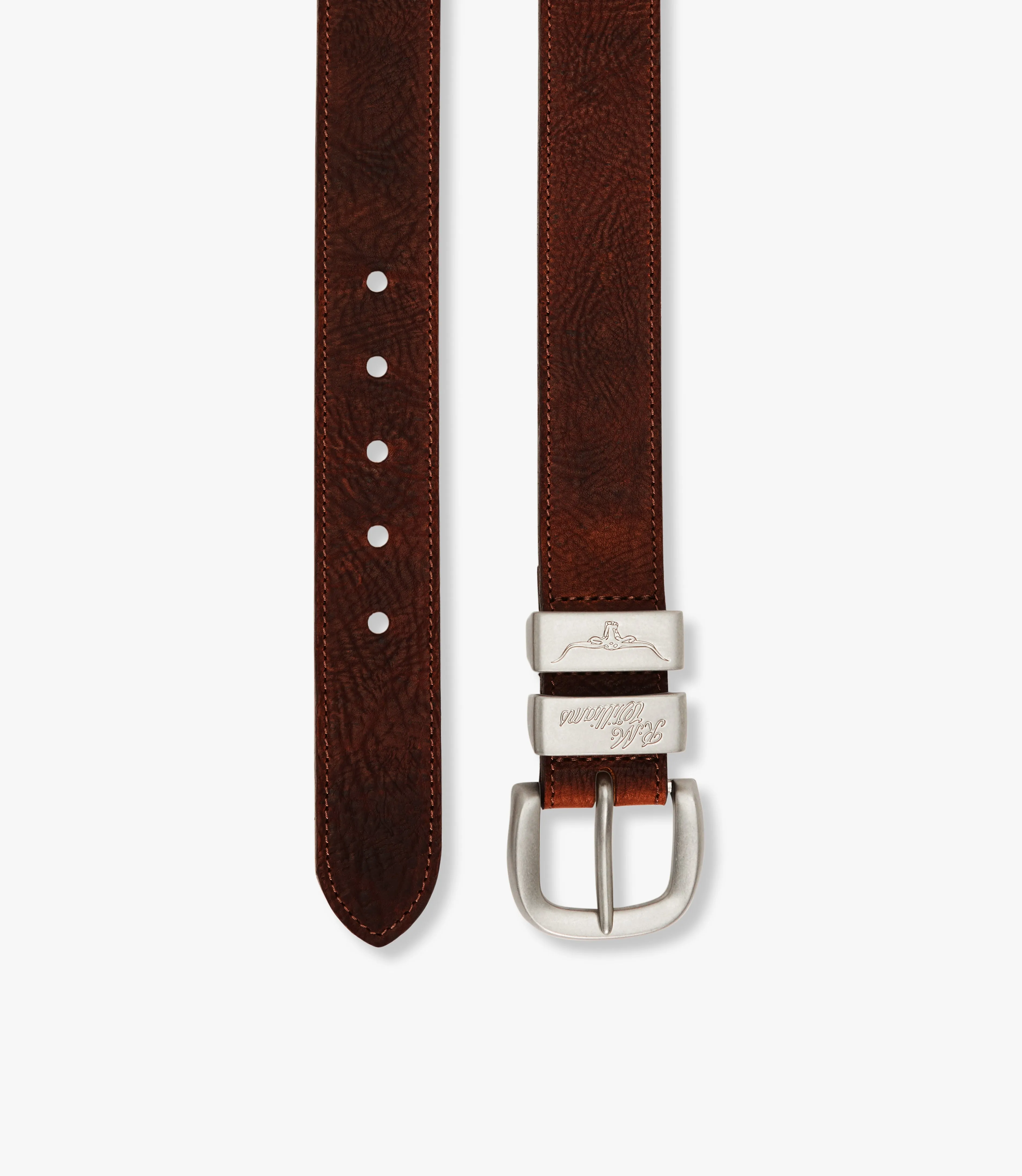 R.M.Williams - Drover Belt - Brushed Nickel Hardware - Dark Tan
