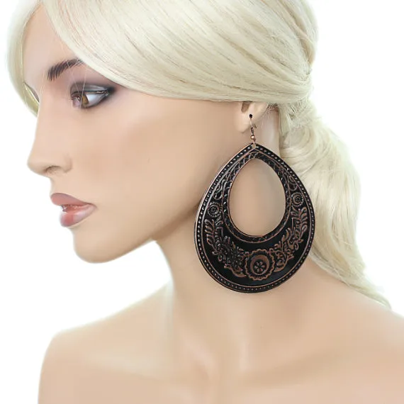 Rose Gold Large Open Teardrop Earrings