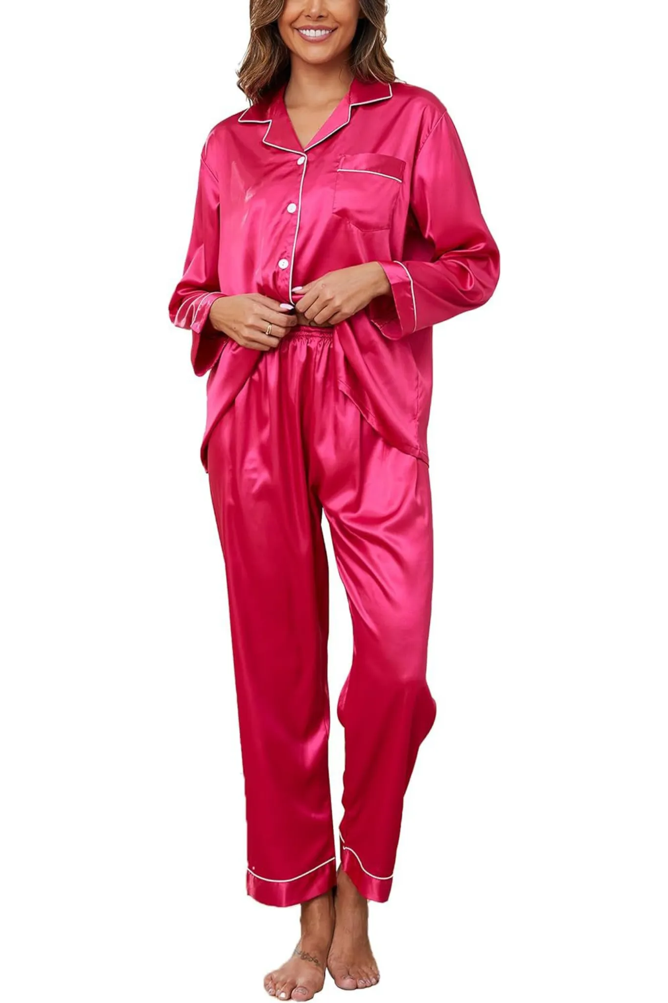 Rose Satin Pyjama Set