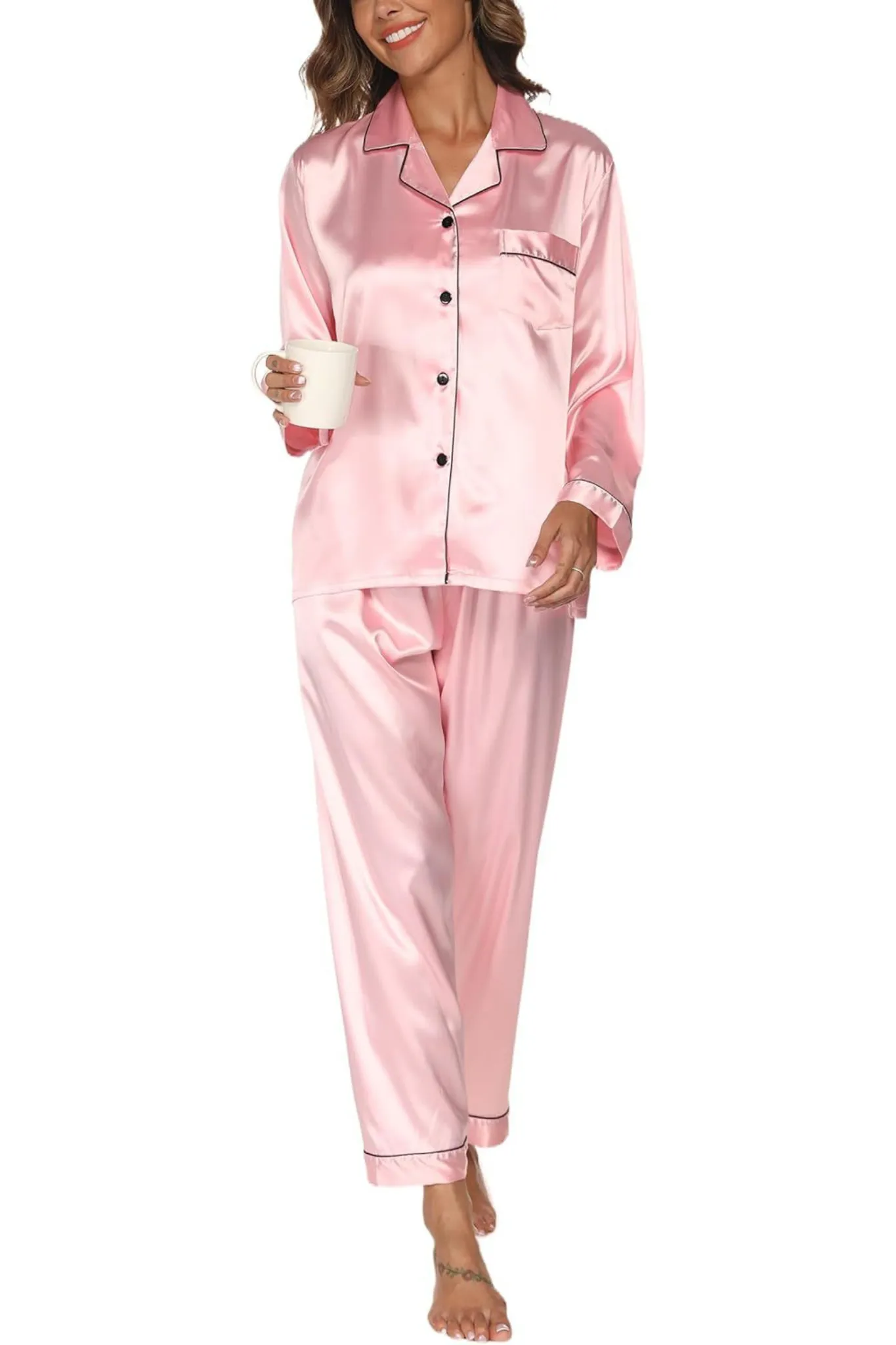 Rose Satin Pyjama Set