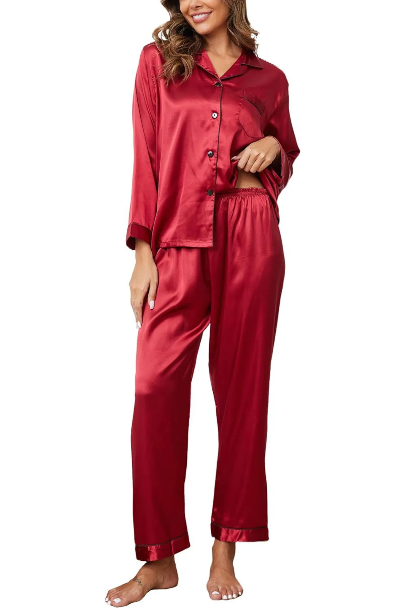 Rose Satin Pyjama Set
