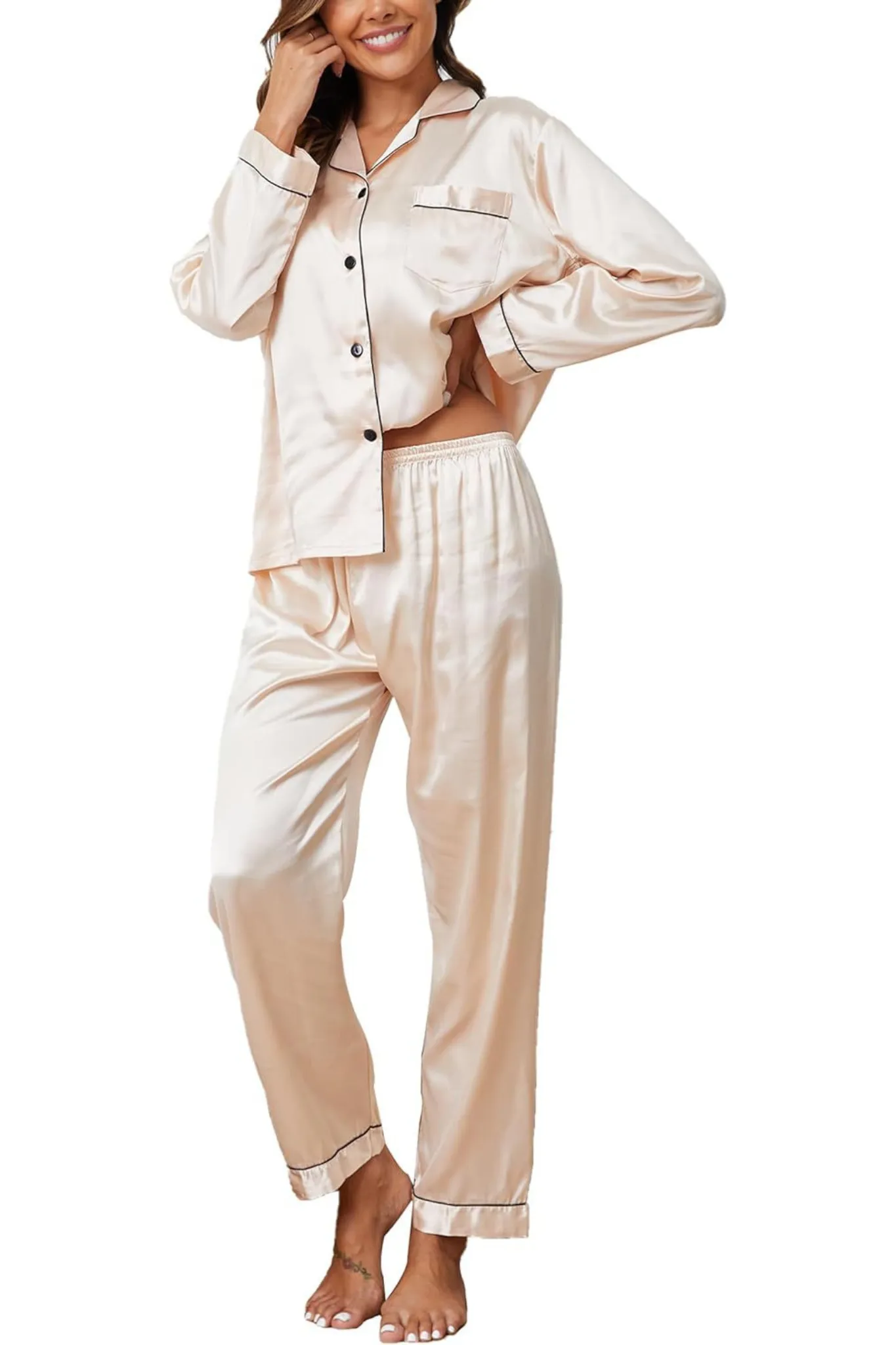 Rose Satin Pyjama Set