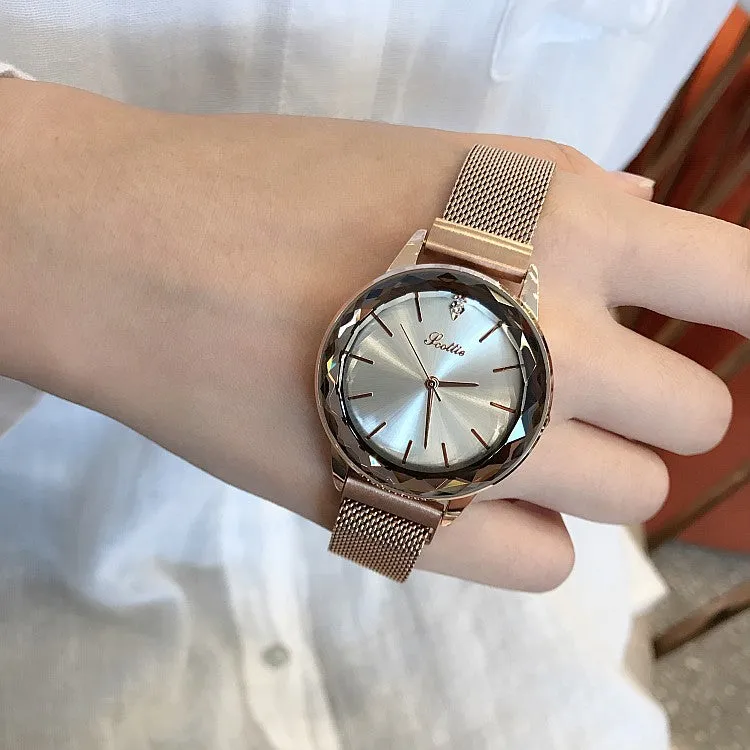 Round Dial Magnetic Strap Women's Watch