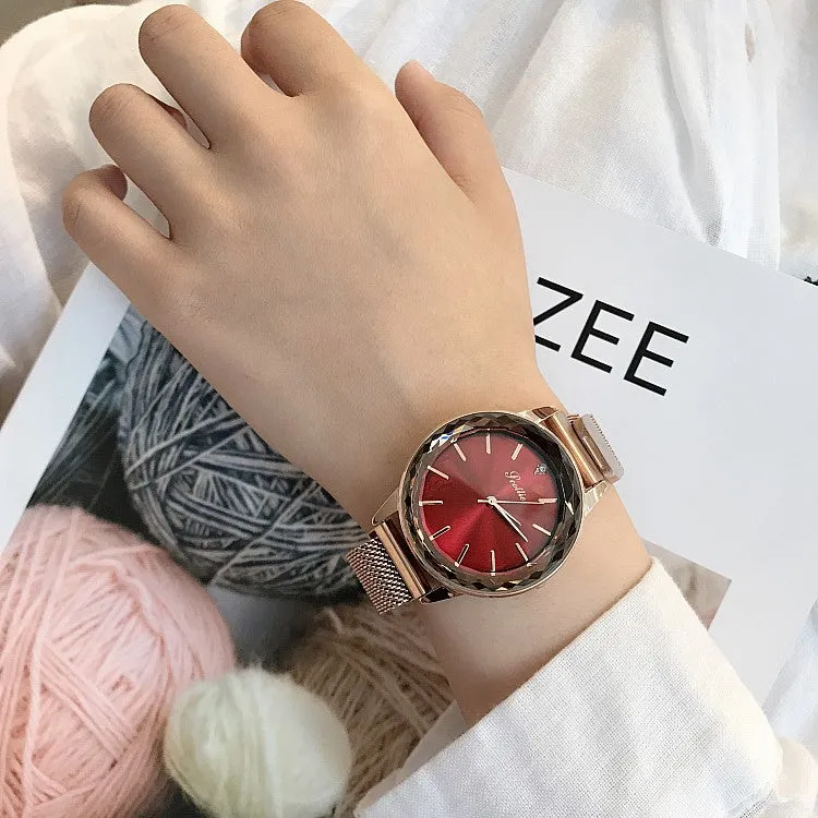Round Dial Magnetic Strap Women's Watch