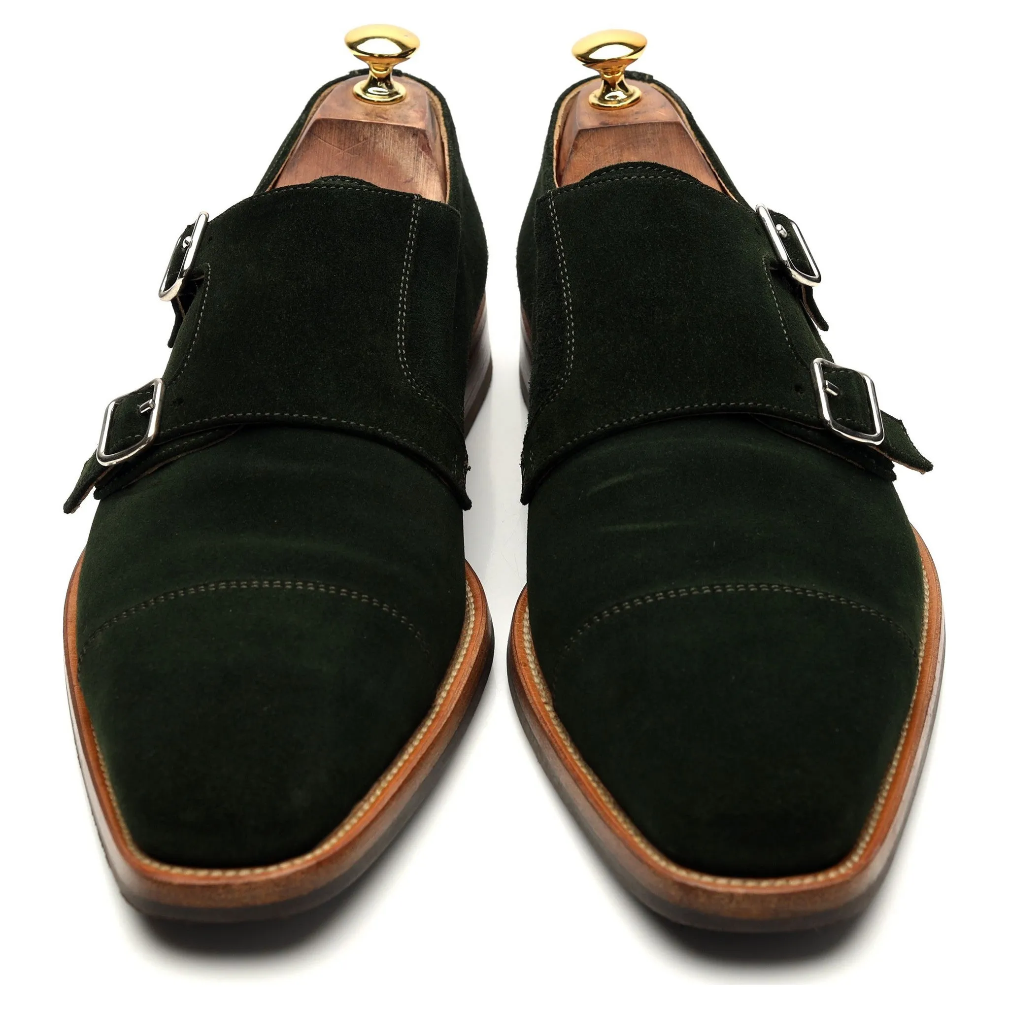 Russell & Bromley 'Crave' Green Suede Double Monk Strap UK 10.5