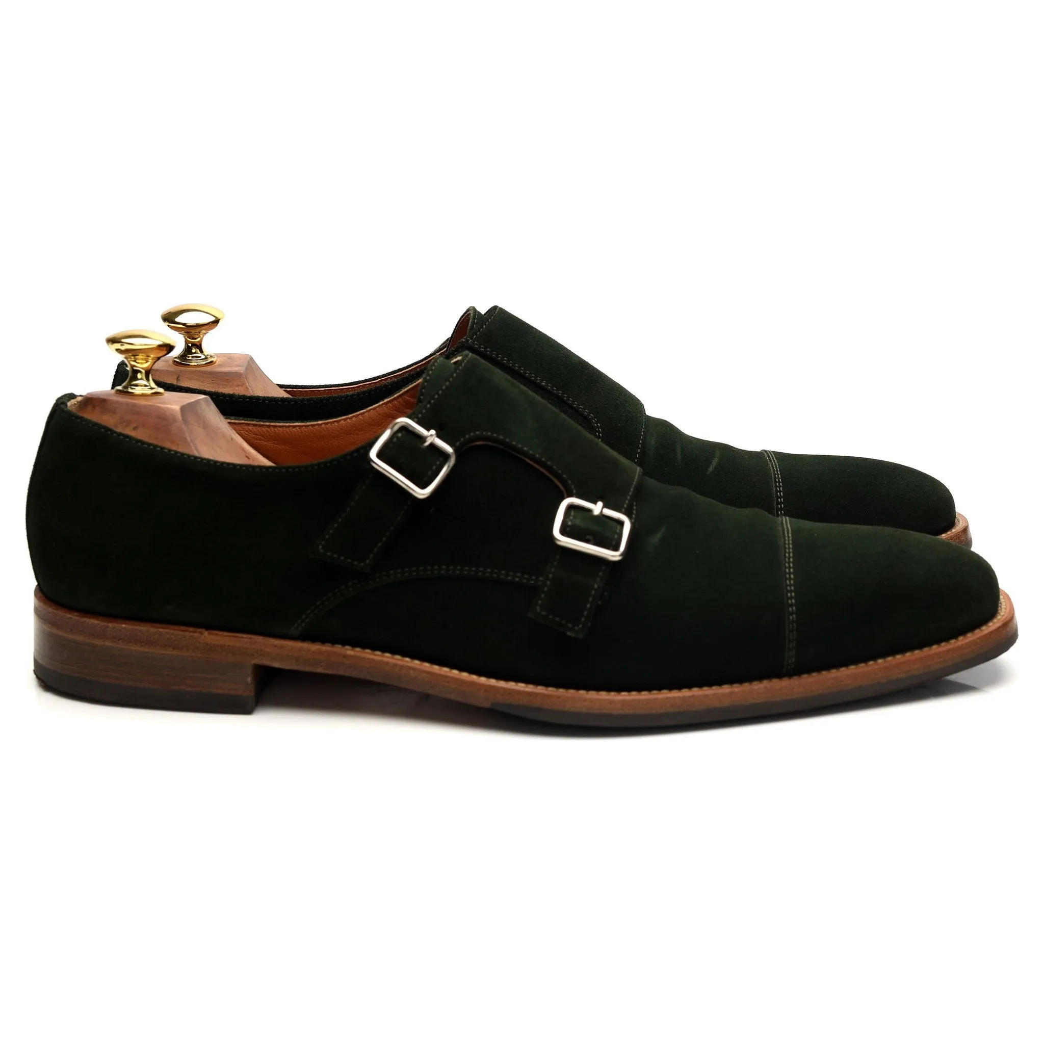 Russell & Bromley 'Crave' Green Suede Double Monk Strap UK 10.5